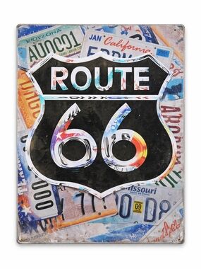 Route 66 Metal Sign 12x16 Retro License Plate Wall Decor New